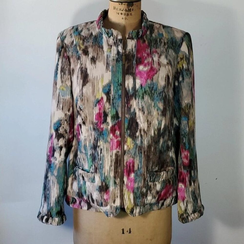 Requirements Size L Bomber Jacket Vintage Corduroy Ruffle Multi-Color Lined